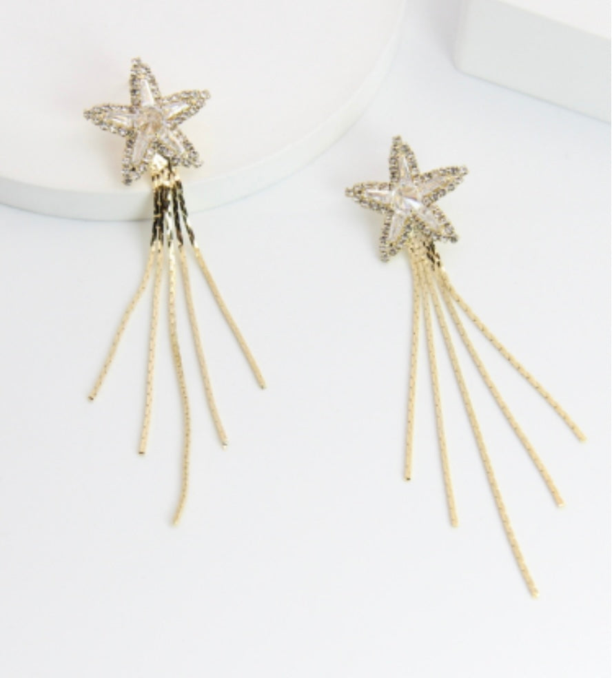 Star Rhinestone Drop Earring