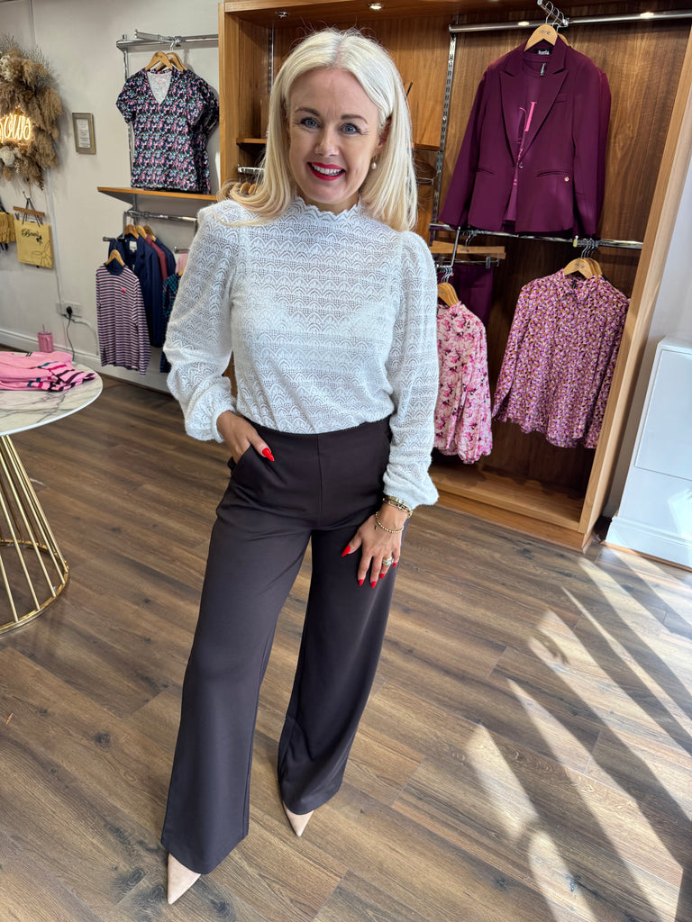 Kate wide leg trouser (Chocolate)