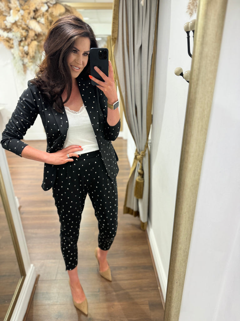 Kate print blazer (Black/White Hearts)