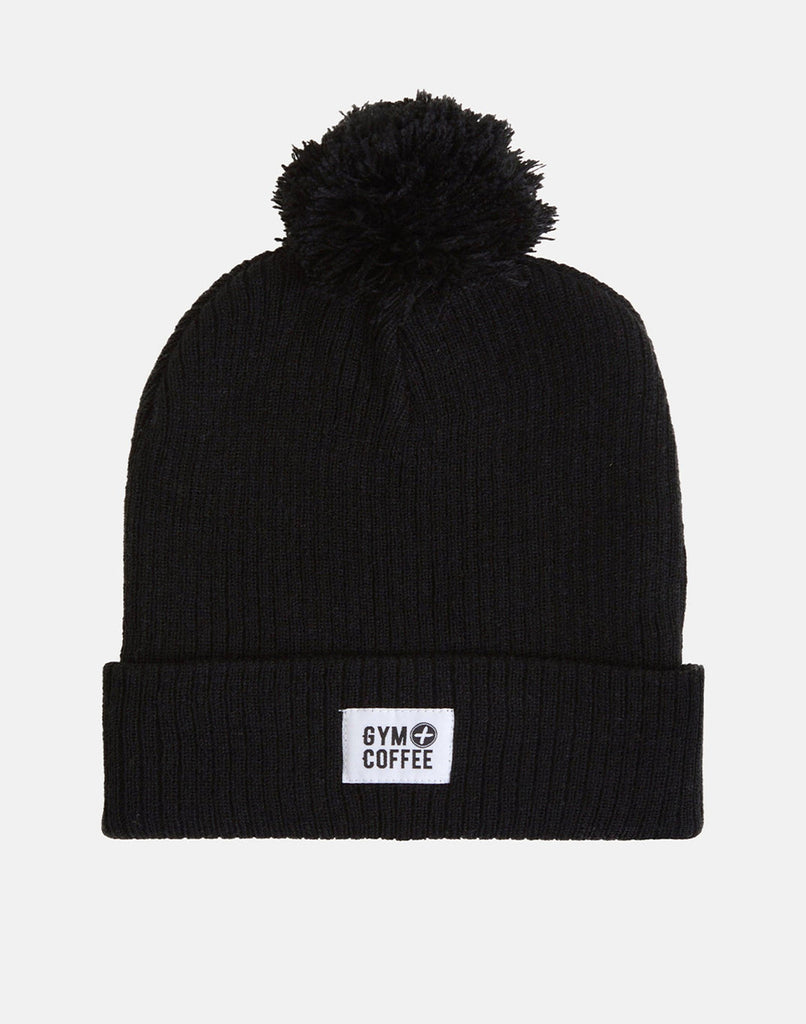 GYM + COFFEE Bobble Beanie (Black)