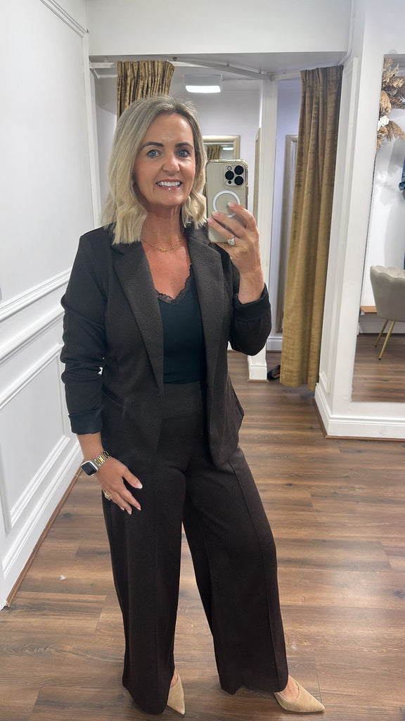 Kate Herringbone Blazer (Choco)