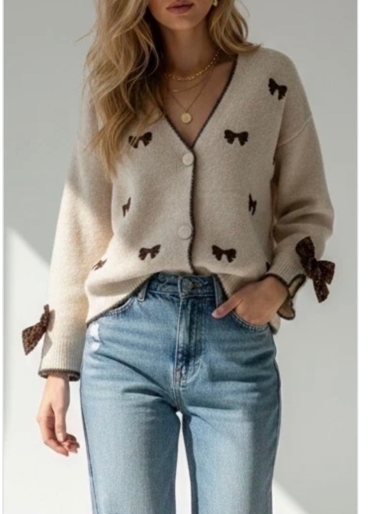 Lulu Bow Cardigan (Cream)