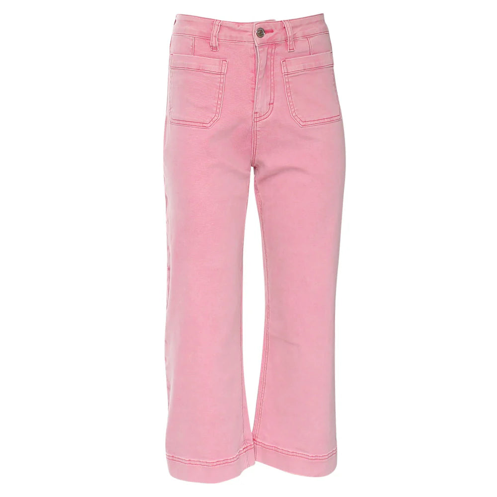Laine Crop Wide Leg Pink Jean
