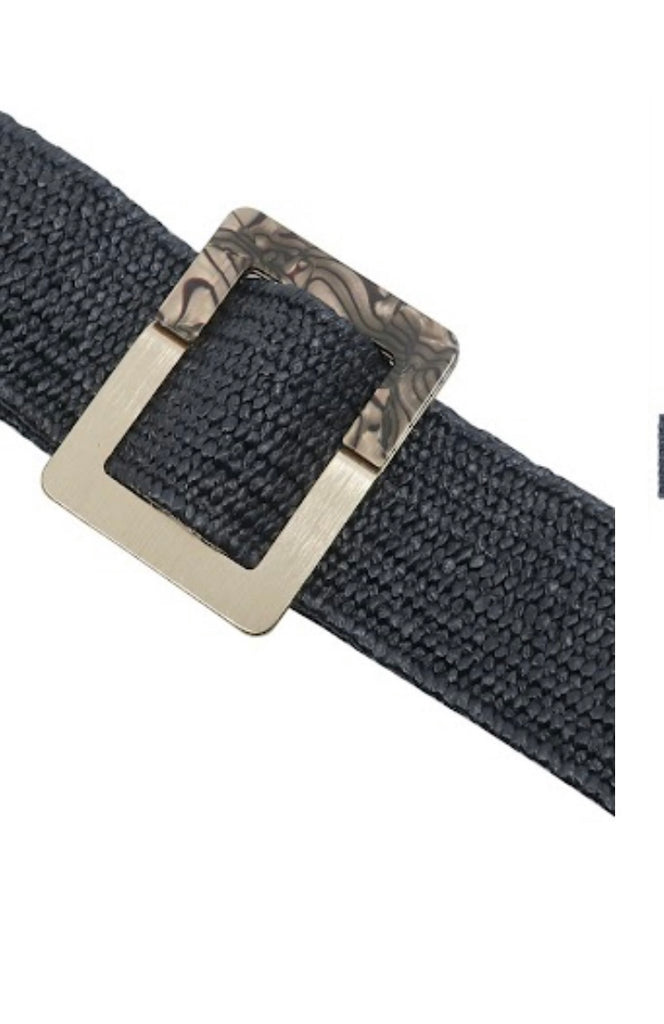 Raffia Straw Belt (Black)
